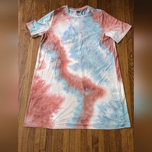 Pink and blue tie dye dress